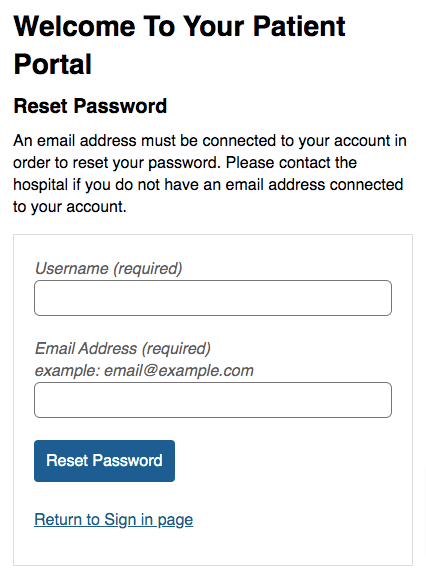 Bothwell Patient Portal forget password