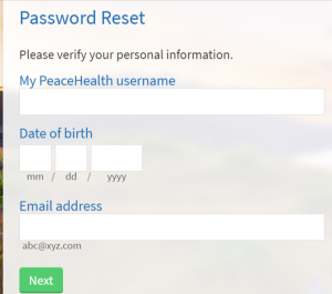 PeaceHealth Patient Portal Login Forget Password