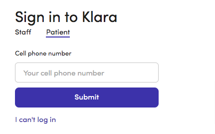 KLARA Patient Portal Login